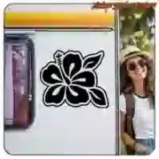 Hibiskusblüten-Aufkleber im Surf-Stil