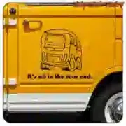 Camper-Aufkleber «It's all in the rear»