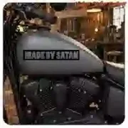 Autocollant MADE BY SATAN pour moto custom