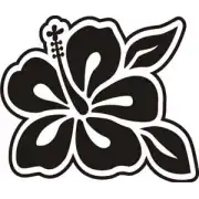 Diseño de flor hawaiana hibiscus con hojas y contorno definido
