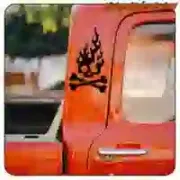 Skull Flame sticker for café racer motorbikes