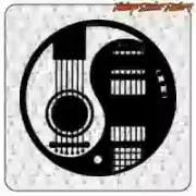 Pegatina ying-yang con guitarra | Vintage Sticker