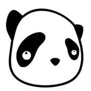 Rostro de panda en blanco y negro con orejas redondeadas y manchas alrededor de los ojos