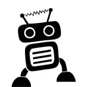 Robot estilizado con antenas, ojos circulares, cuerpo rectangular y brazos y piernas separados