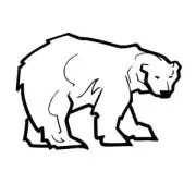 Design découpé à la forme d'un ours polaire marchant, composé de lignes noires sur fond blanc