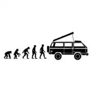 Evolution-Syncro-Westfalia-Design in Schwarz auf weißem Hintergrund