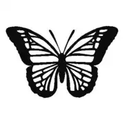 Black butterfly sticker with spread wings and cut-out details