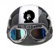 Silhouette de Jimi Hendrix appliquée sur la bande centrale d’un casque avec lunettes