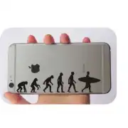Human evolution design with surfer placed on the back of a phone