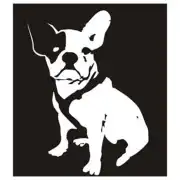 Schwarz-weißes Design einer sitzenden französischen Bulldogge