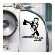 Dirty Harry vinyl applied to the door of a vintage vehicle