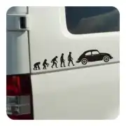 Autocollant Evolution Beetle appliqué à l’arrière d’une camionnette blanche
