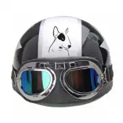 Vinilo de bull terrier aplicado en casco negro y blanco