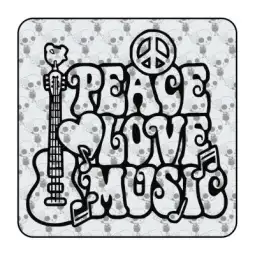 Autocollant peace love music 2