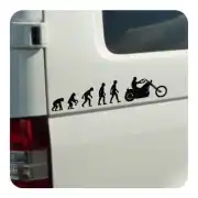 Design der menschlichen Entwicklung bis zum Motorrad an der Seite eines Lieferwagens