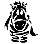 Diseño de pony caricaturesco en negro, visto de frente