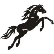 Silhouette de cheval cabré dans un design noir sur fond blanc