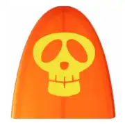 Stylised yellow skull on a curved orange surface