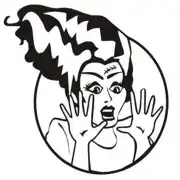 Design linéaire d’une femme les mains levées dans un cercle