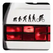 Evolution-to-cyclist vinyl placed next to the rear lights of a vehicle