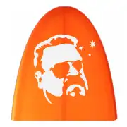 Pegatina blanca Lebowski sobre una tabla naranja
