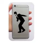 Black silhouette of the dancing character applied to the back of a mobile phone