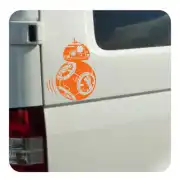 Orangefarbener BB-8-Aufkleber an der Seite eines Lieferwagens