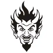 Pegatina negra con rostro de diablo y llamas