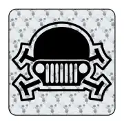 Pegatina Calavera Jeep. Vinilo de alta calidad, soporta perfectamente la intemperie, apto incluso para náutica. Pégala donde qui