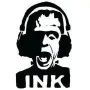 Herman Munster design with headphones and the word “INK”