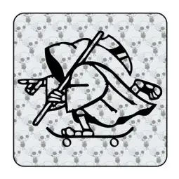 Pegatina Skater La Muerte . Vinilo de alta calidad, soporta perfectamente la intemperie, apto incluso para náutica. Pégala donde 2