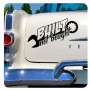 «BUILT not bought» sticker applied to the rear of a classic vehicle