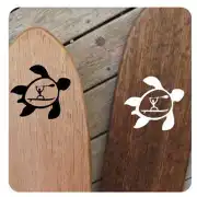 Black and white turtles applied to two wooden boards