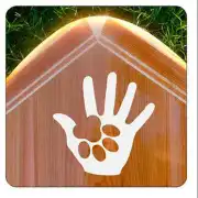 Motif de main et d’empreintes de chien appliqué sur une surface en bois