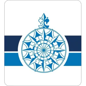 Emblema de rosa de los vientos en tonos azul claro y azul oscuro