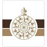 Emblema de rosa de los vientos en tonos beige y marrón