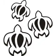 Tres tortugas con diseño tribal en blanco y negro